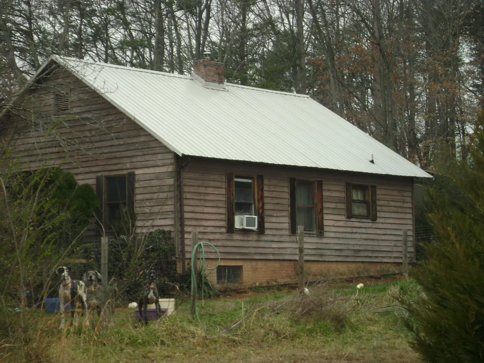 White metal roof on an old wood sided farmhouse, from a Metal Roof Installation job in Moxee